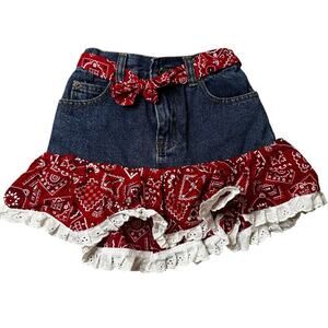 Kiddie Korral Denim Skirt NEW Size 6 Red Bandana